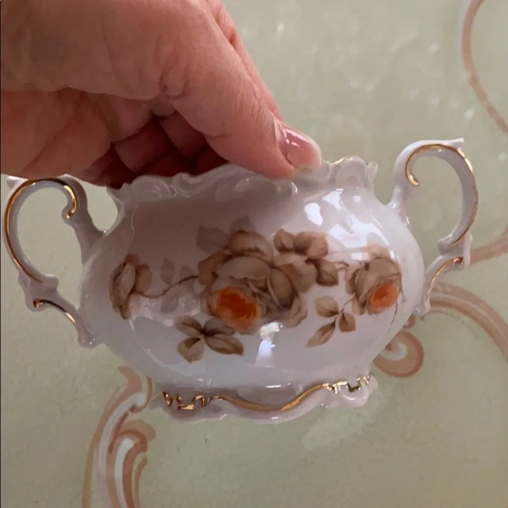 Antique Norway Rose Sugar Bowl by MITTERTEICH